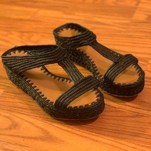 Carrie Forbes Black Bouchra Wedge Sandal